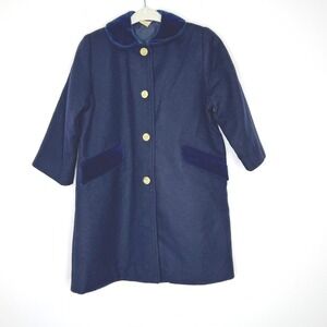 Vintage Child's Fancy Wool Coat Velvet Trim